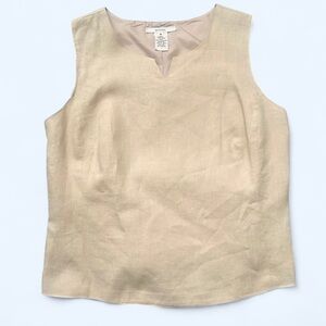 Vintage Merona 100% Linen Tan Lined Tank Top Size M